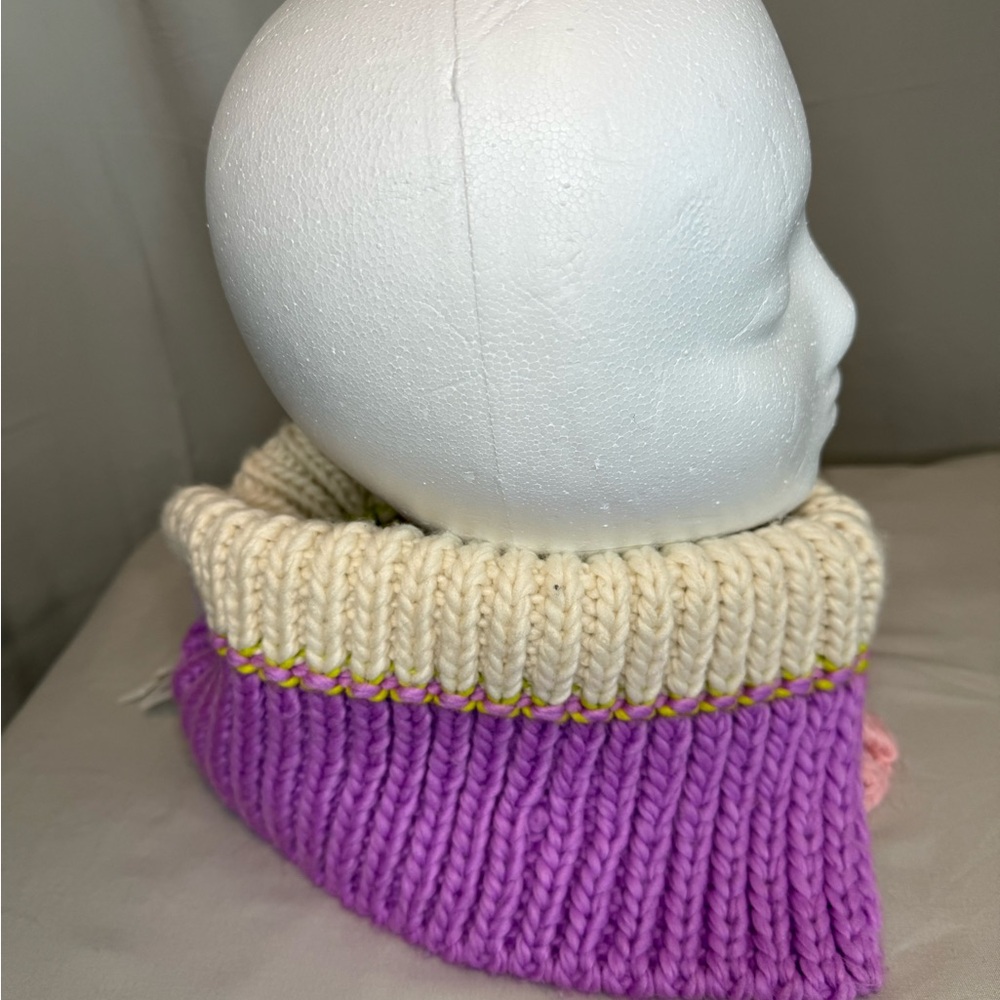 Purple Cream Pink Stripe Striped Infinity Winter Scarf Collar NWT reversible - Picture 9 of 9